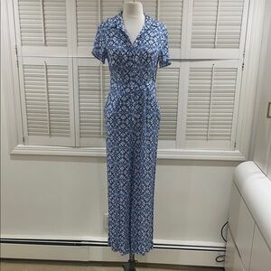 Mango Blue Patterned Women's Jumpsuit